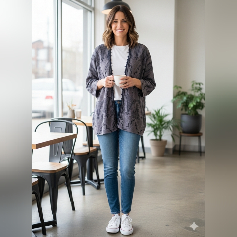 Free People Textured Cardigan - Gray